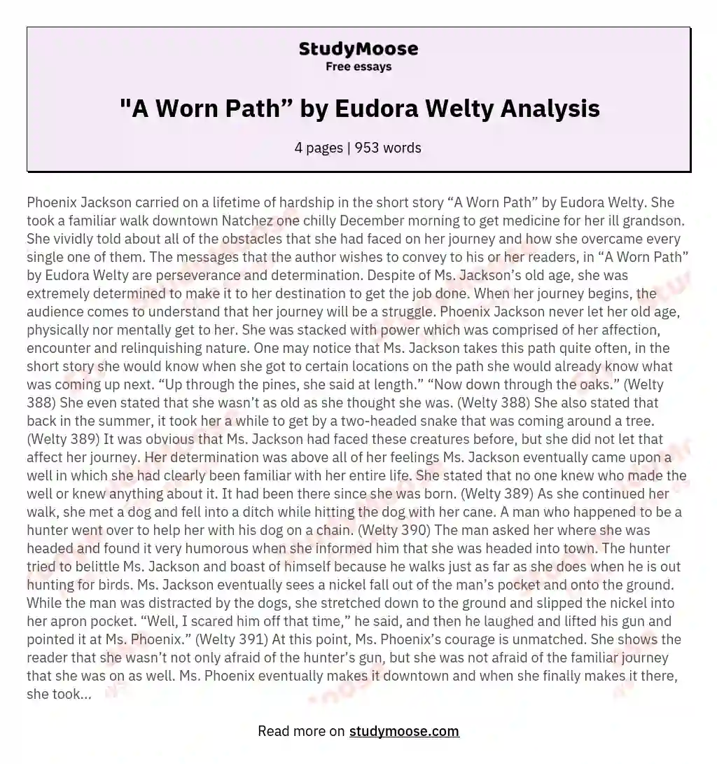 "A Worn Path” by Eudora Welty Analysis
