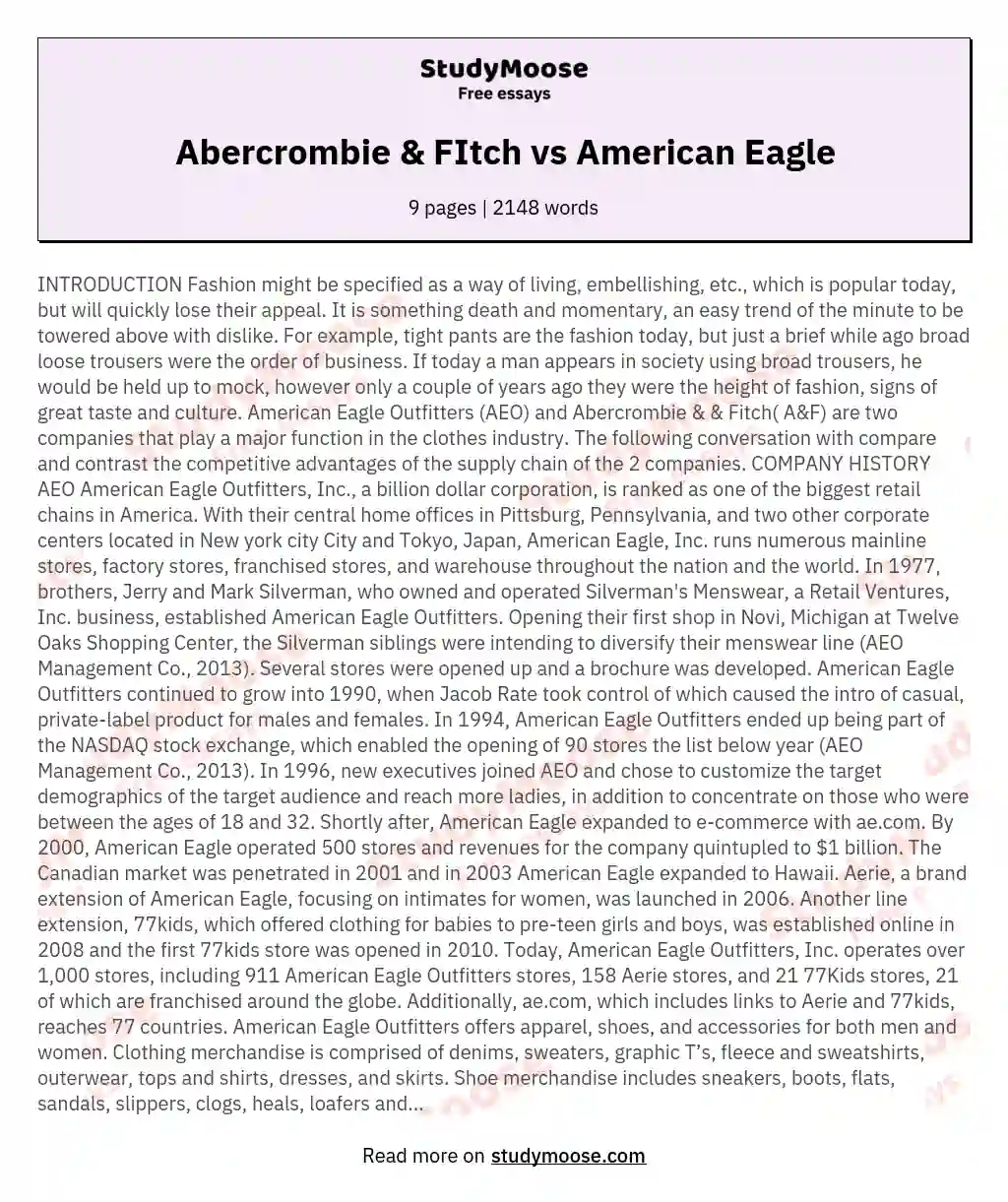 Abercrombie &amp; FItch vs American Eagle essay