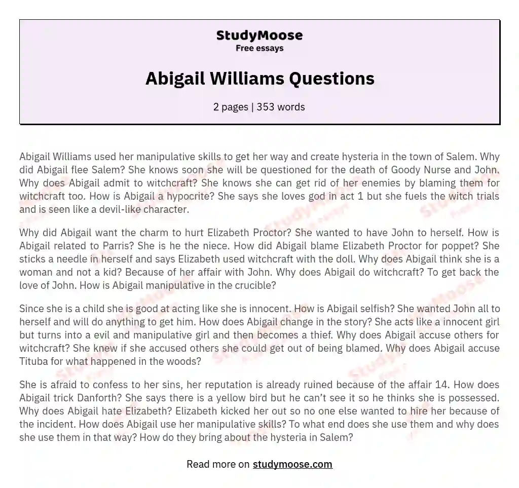 Abigail Williams Questions