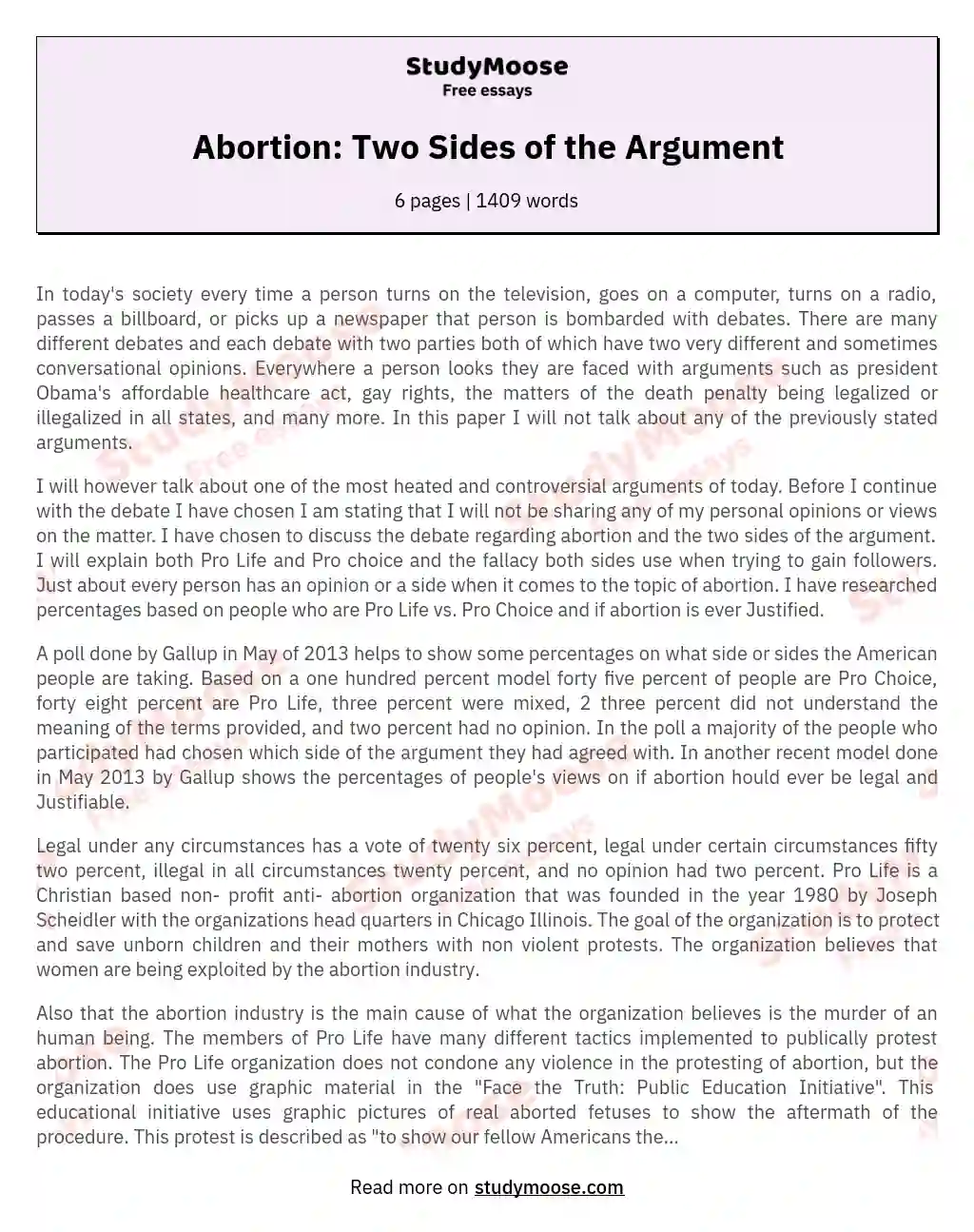 Abortion: Two Sides of the Argument