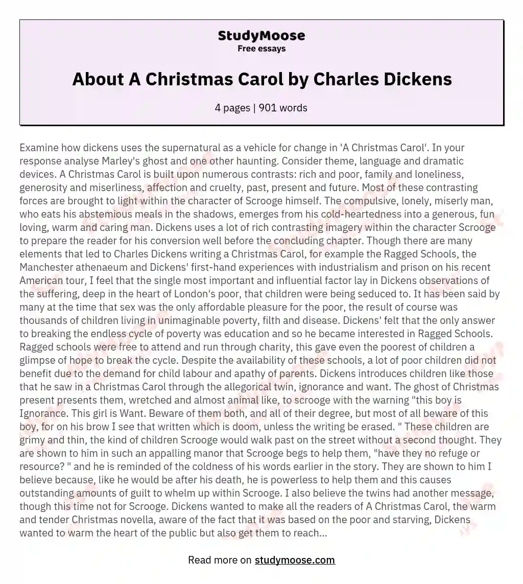 About A Christmas Carol by Charles Dickens