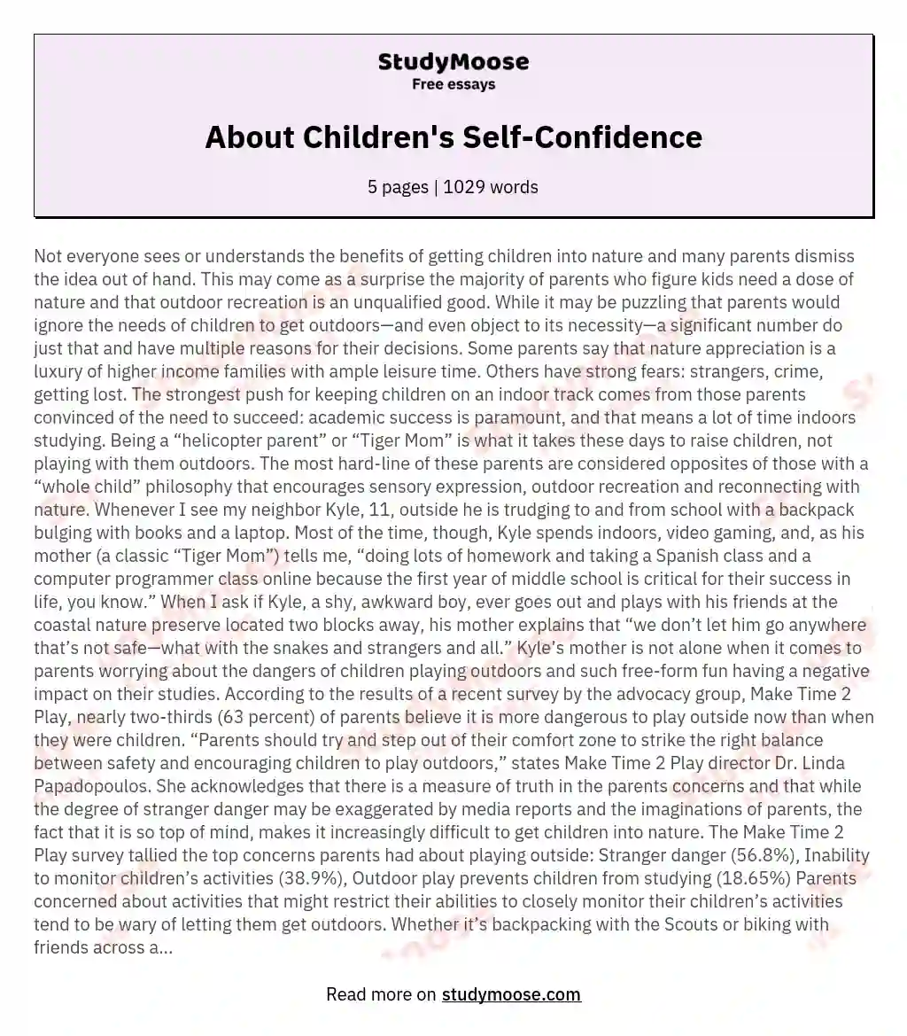 About Children's Self-Confidence essay