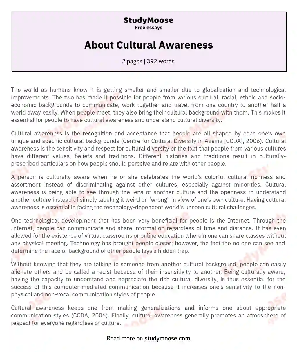 About Cultural Awareness