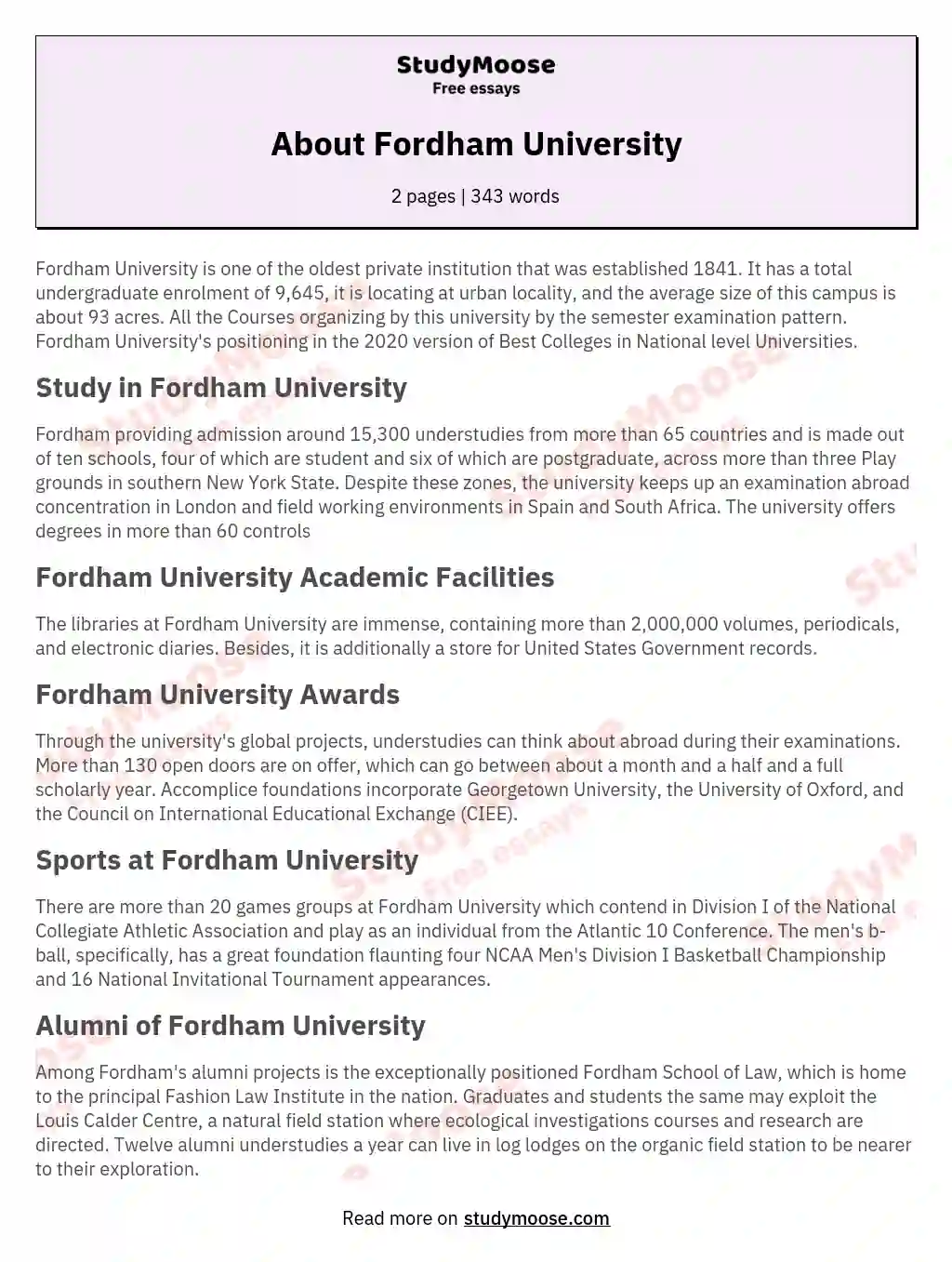 About Fordham University essay