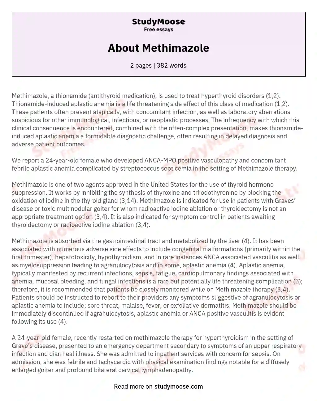 About Methimazole essay