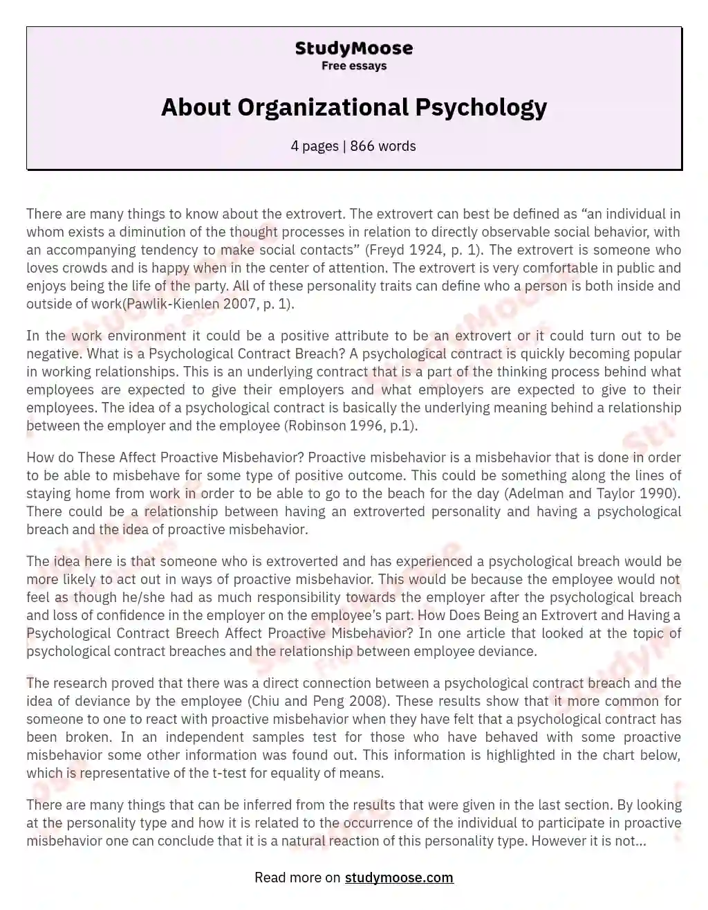 About Organizational Psychology essay