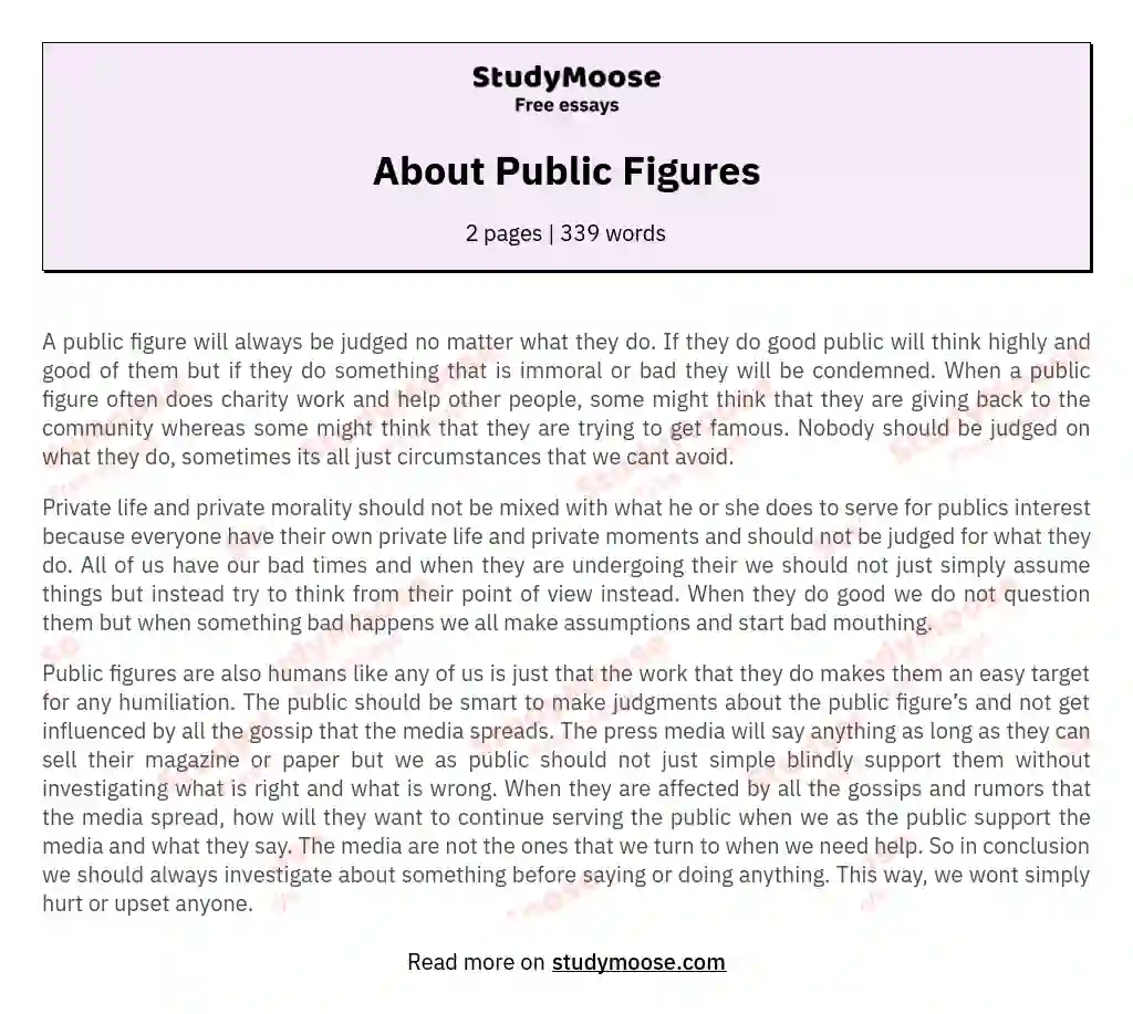 About Public Figures essay