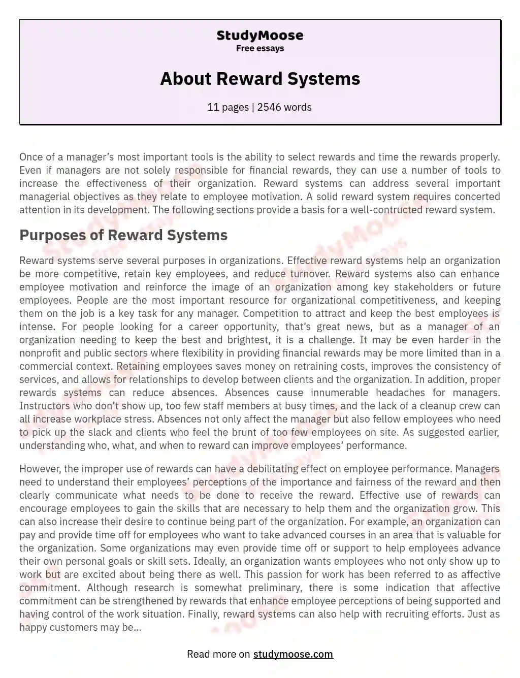 About Reward Systems