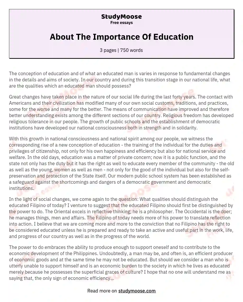 what is the importance of education essay 1000 words