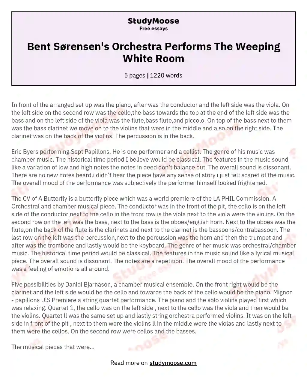 Bent Sørensen's Orchestra Performs The Weeping White Room essay