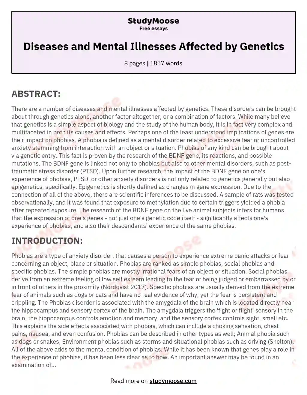 Diseases and Mental Illnesses Affected by Genetics