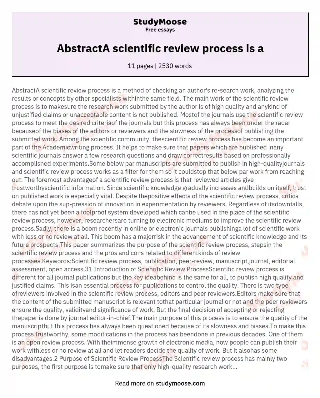 AbstractA scientific review process is a essay