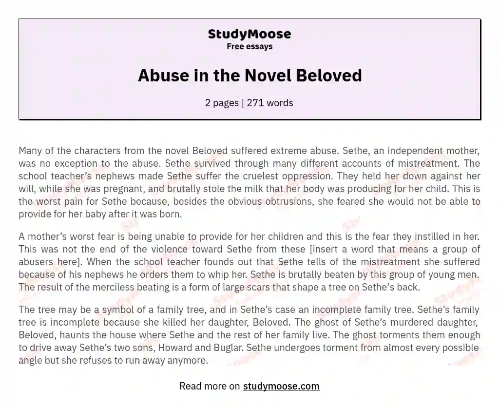 Abuse in the Novel Beloved essay