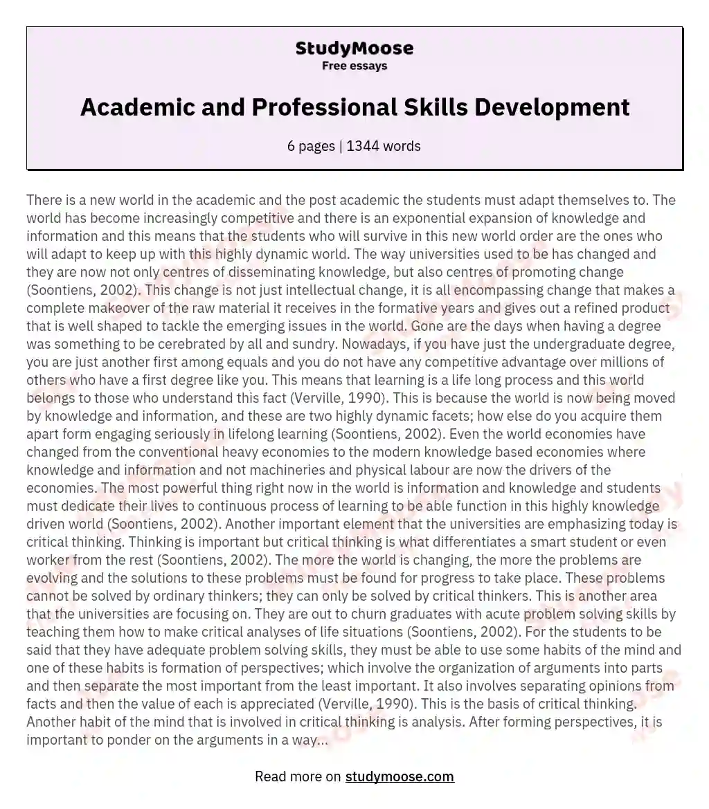 Academic and Professional Skills Development