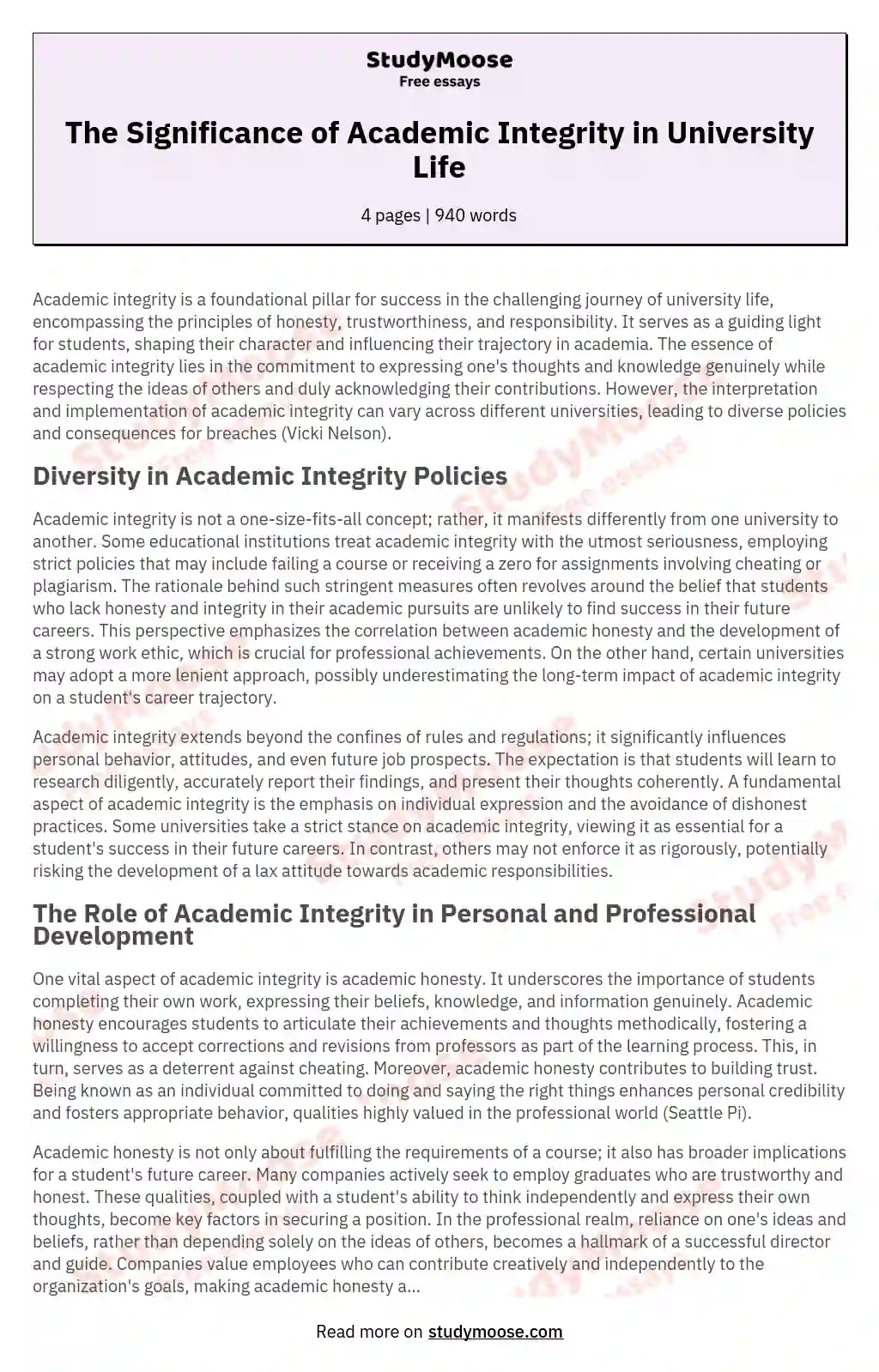 academic integrity essay