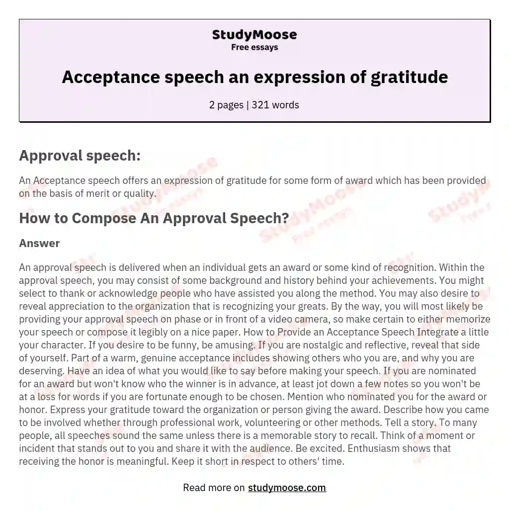 how to write a speech of acceptance