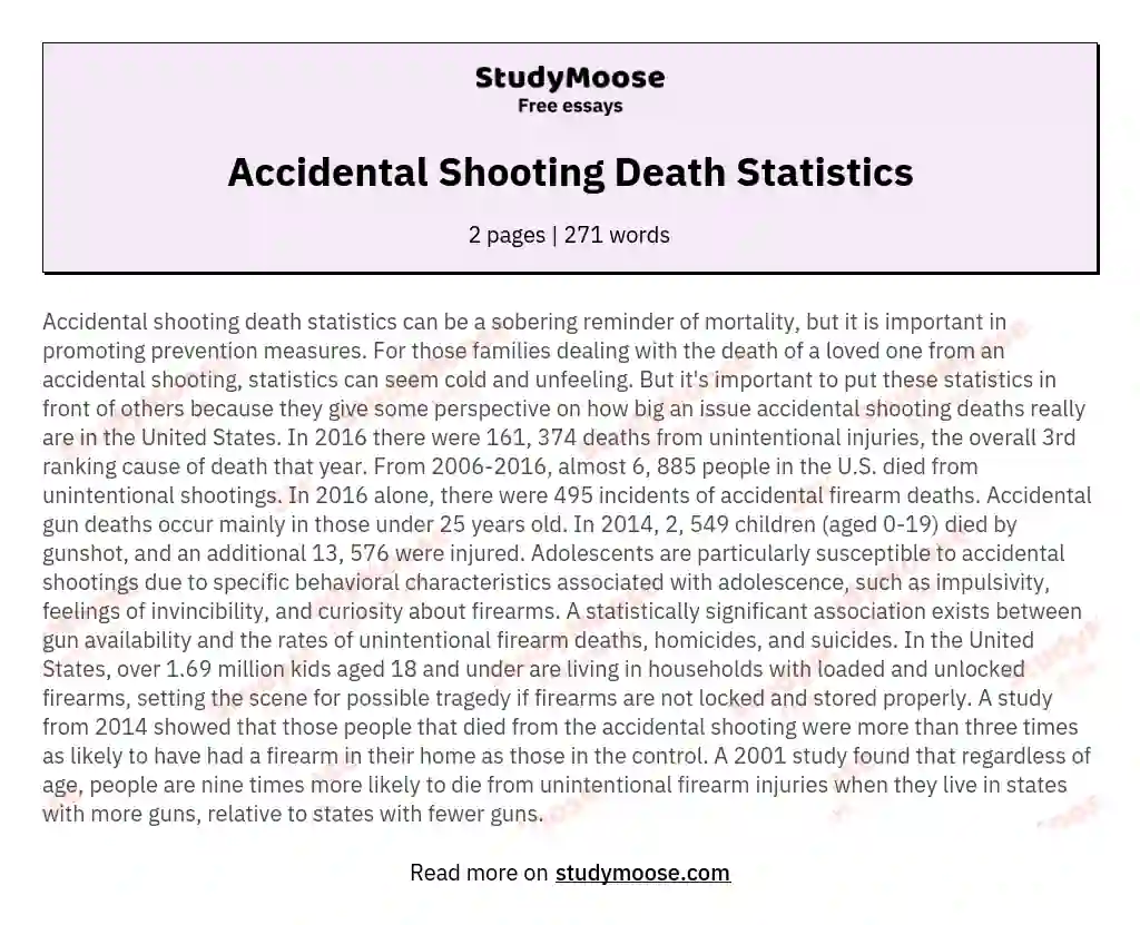 Accidental Shooting Death Statistics essay