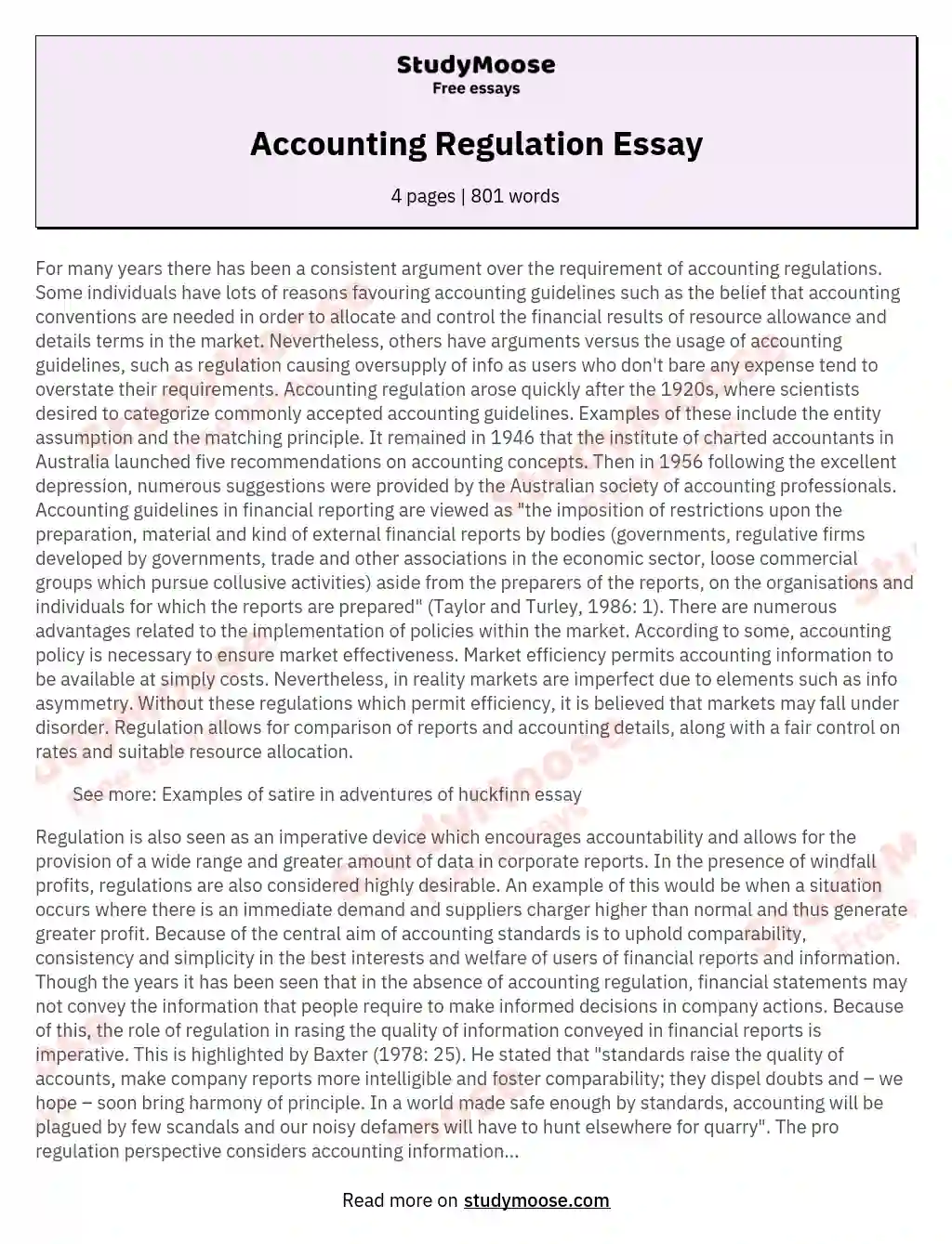 Accounting Regulation Essay essay