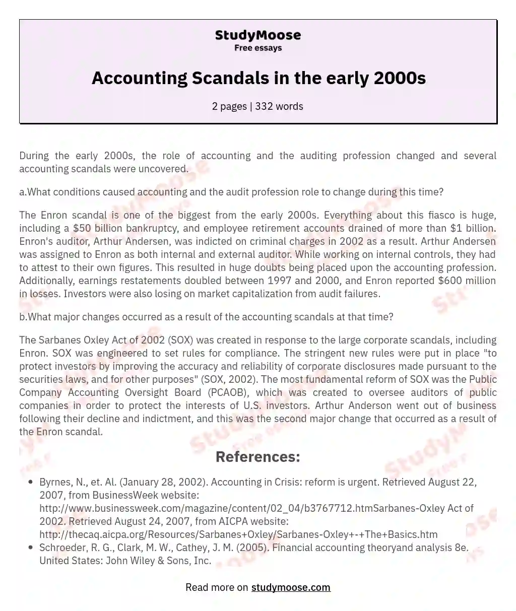 Accounting Scandals in the early 2000s essay