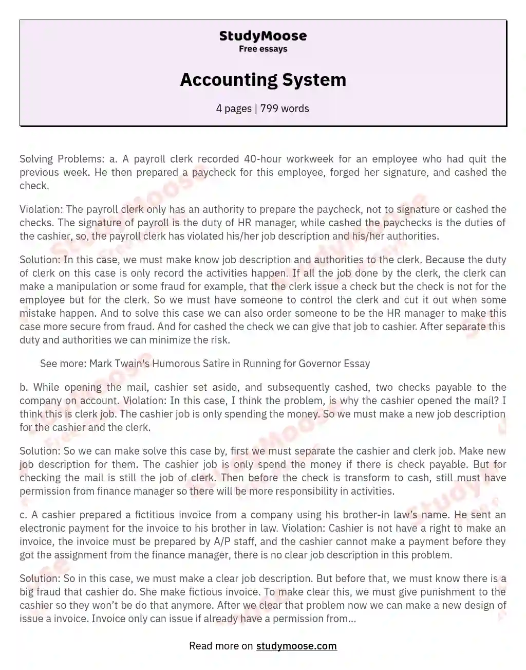 Accounting System essay