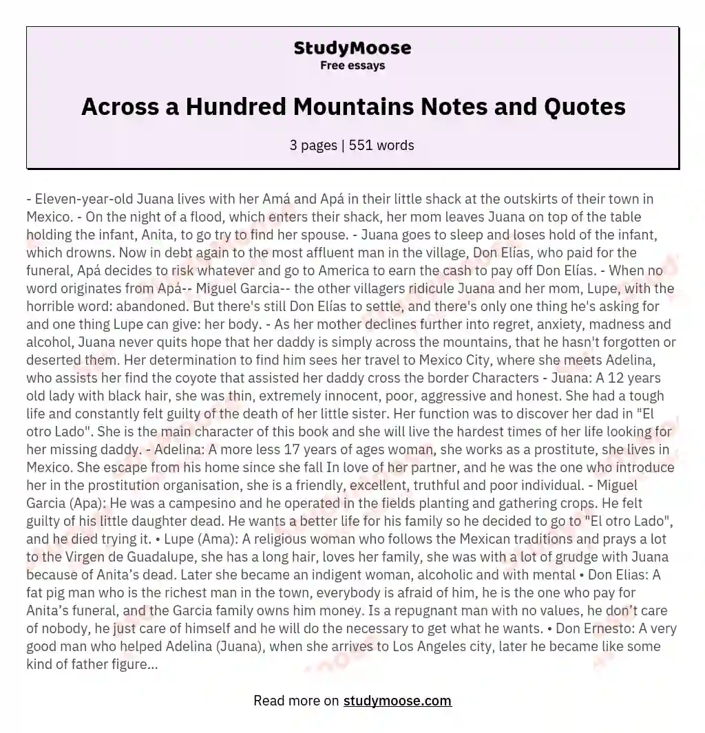 Across a Hundred Mountains Notes and Quotes