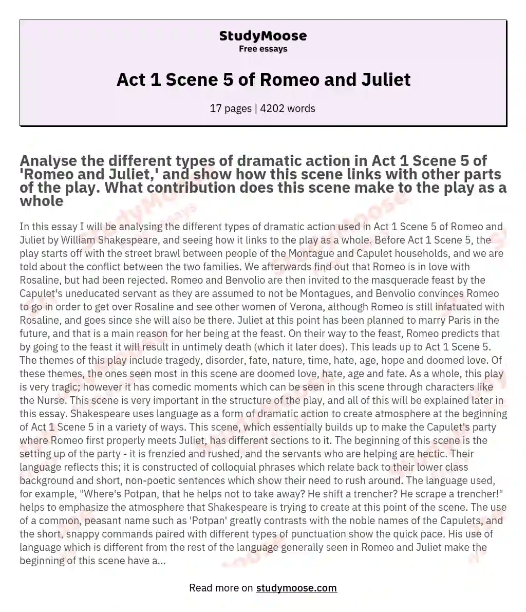 Act 1 Scene 5 of Romeo and Juliet essay