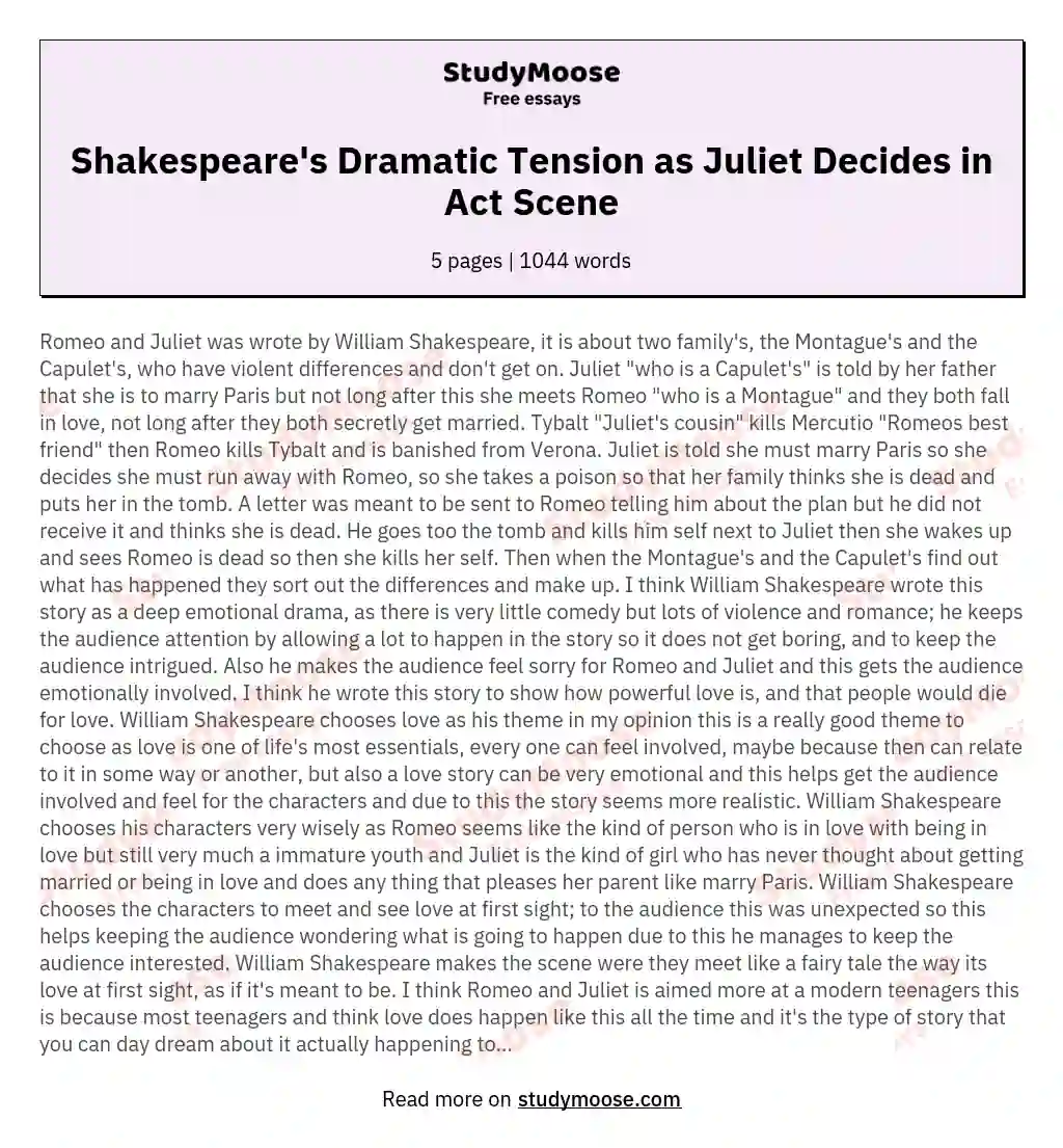 In act 4, scene 3, how does Shakespeare create dramatic tension as Juliet considers her decision