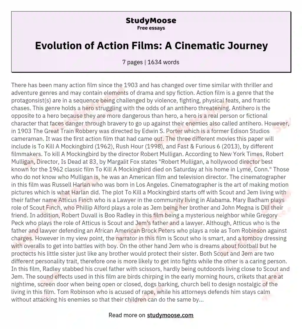 Evolution of Action Films: A Cinematic Journey essay