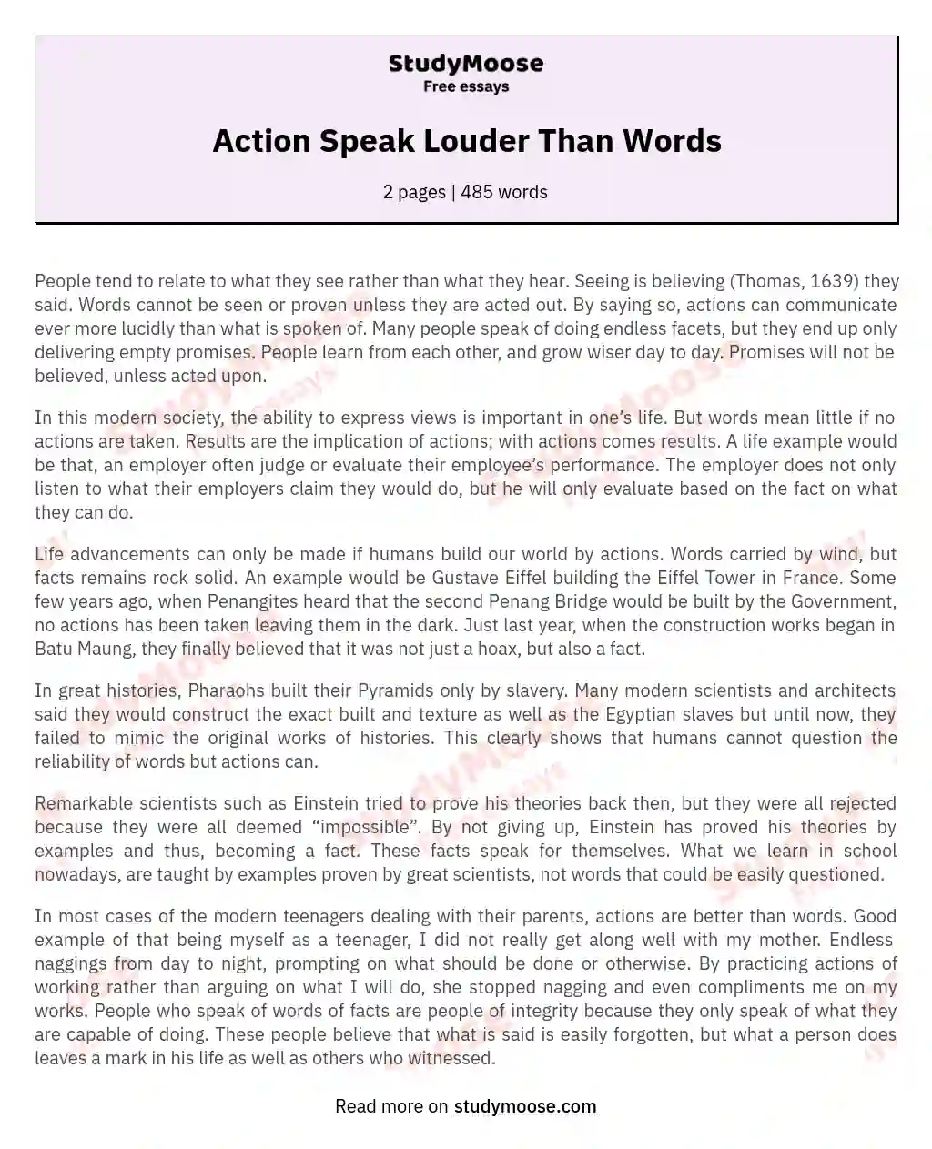 Action Speak Louder Than Words