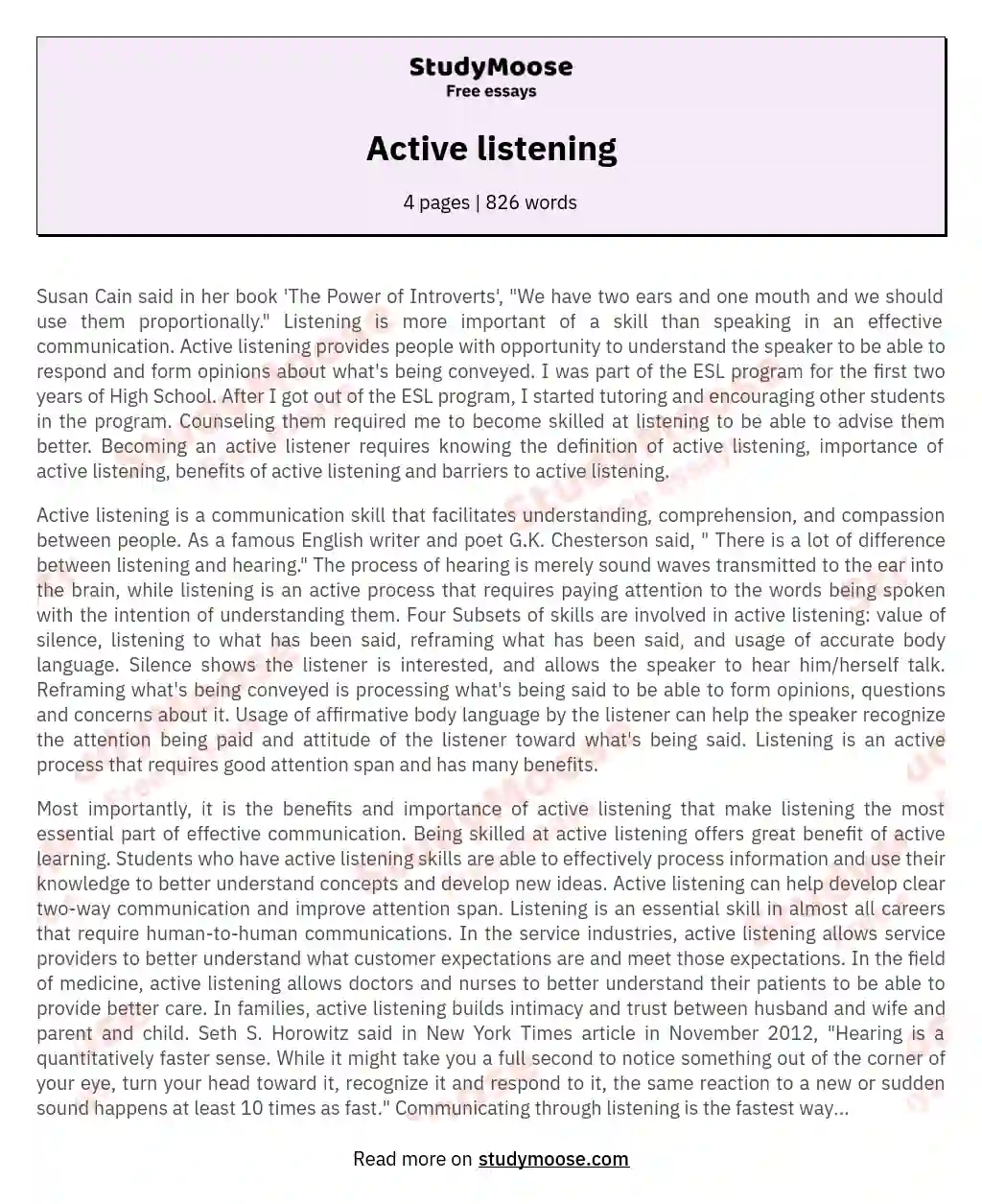 Active listening essay