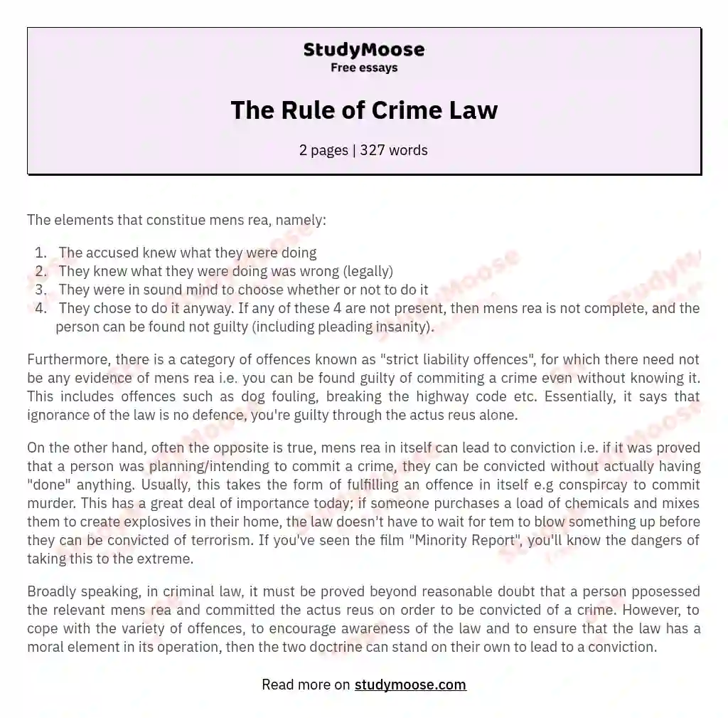 The Rule of Crime Law essay
