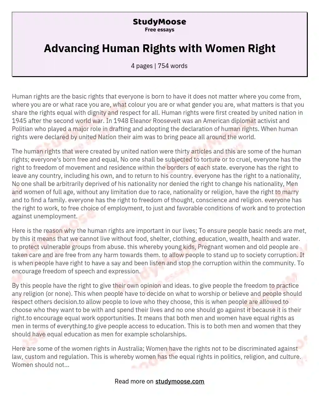Advancing Human Rights with Women Right