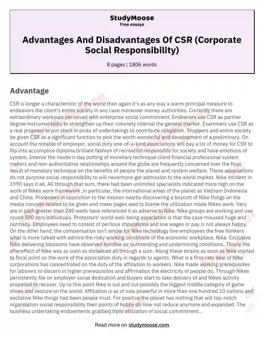 Advantages And Disadvantages Of CSR (Corporate Social Responsibility)