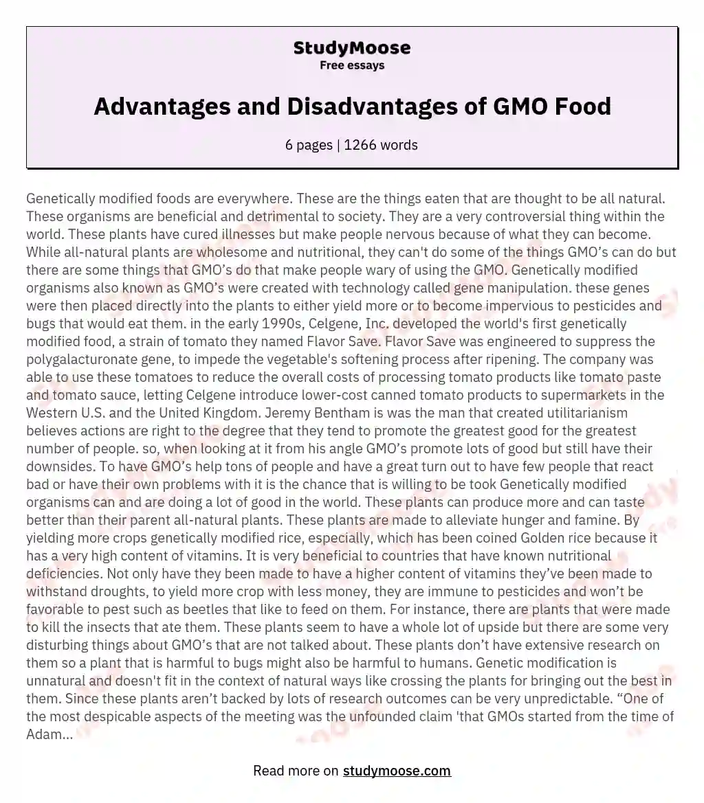 should food be genetically modified essay
