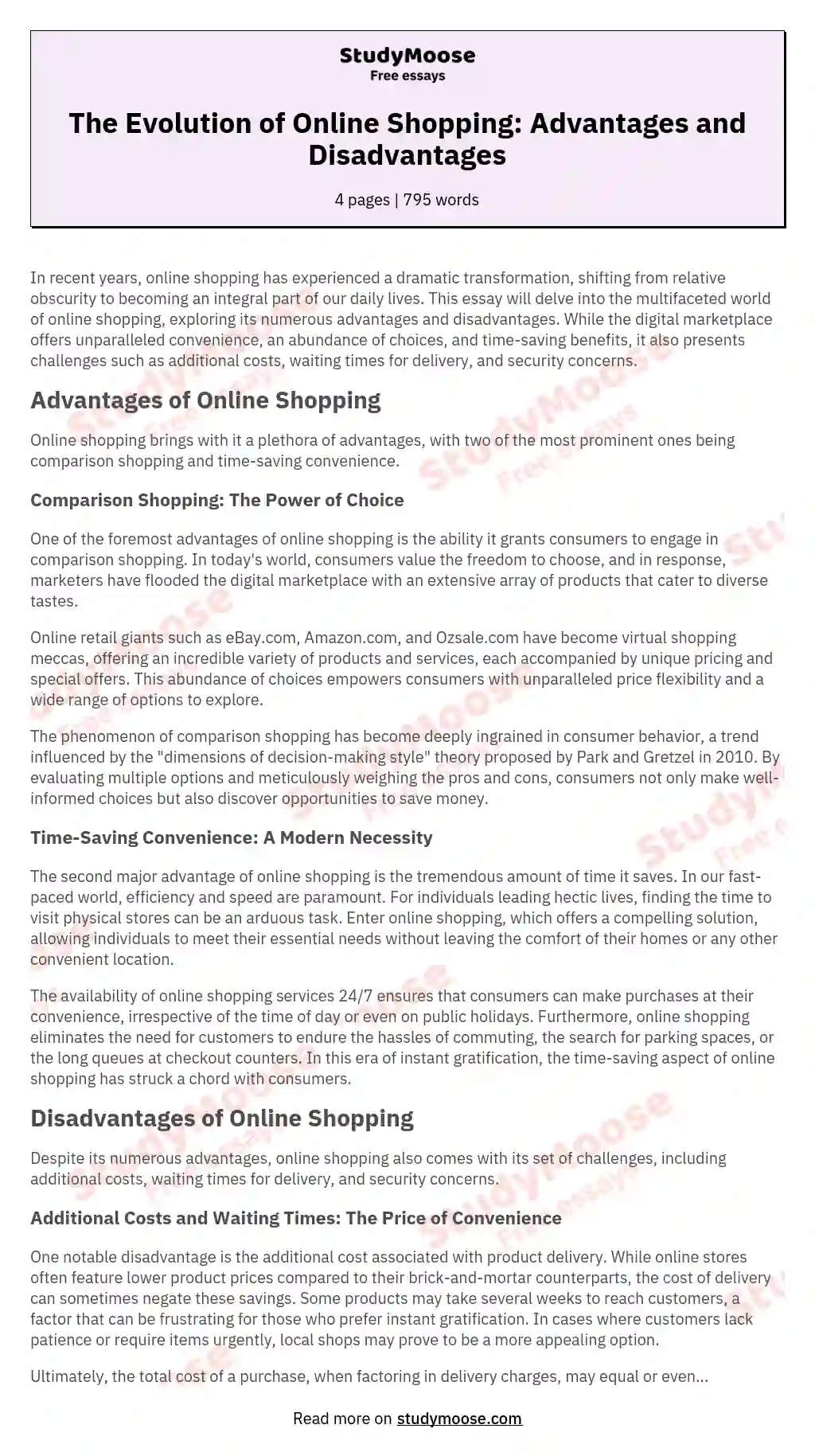 online shopping advantages and disadvantages essay ielts