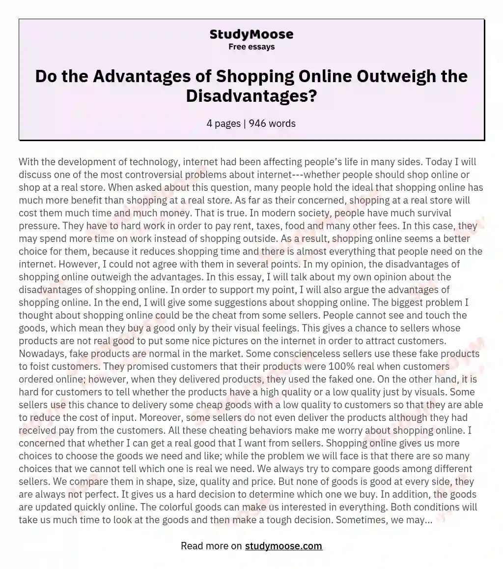 Do the Advantages of Shopping Online Outweigh the Disadvantages?