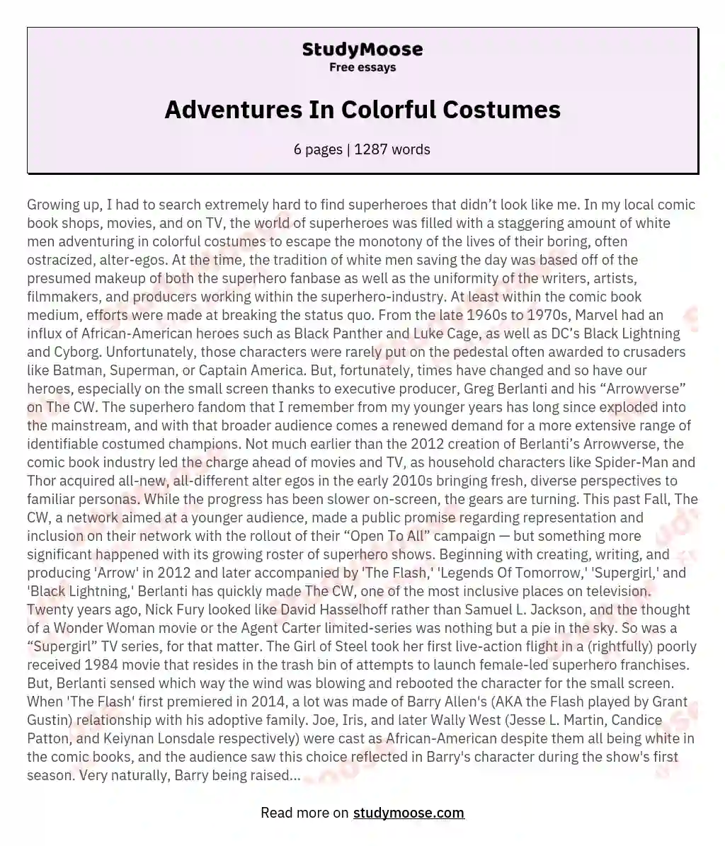Adventures In Colorful Costumes essay