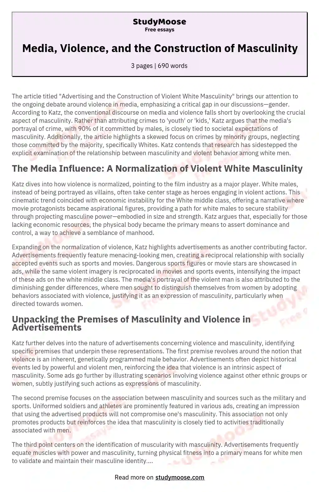 Advertising and the construction of Violent White Masculinity