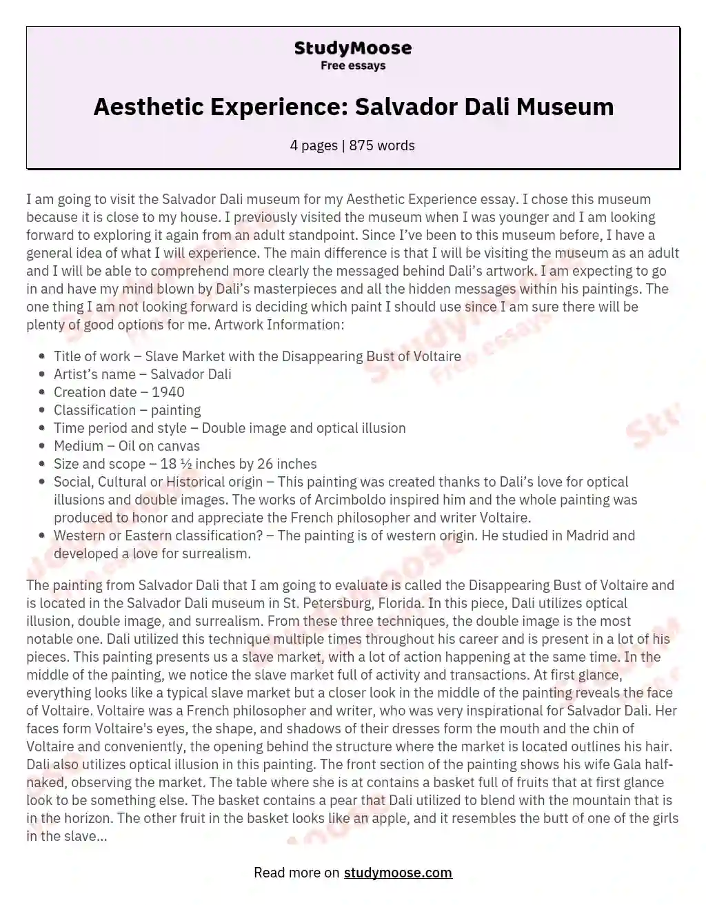 Aesthetic Experience: Salvador Dali Museum