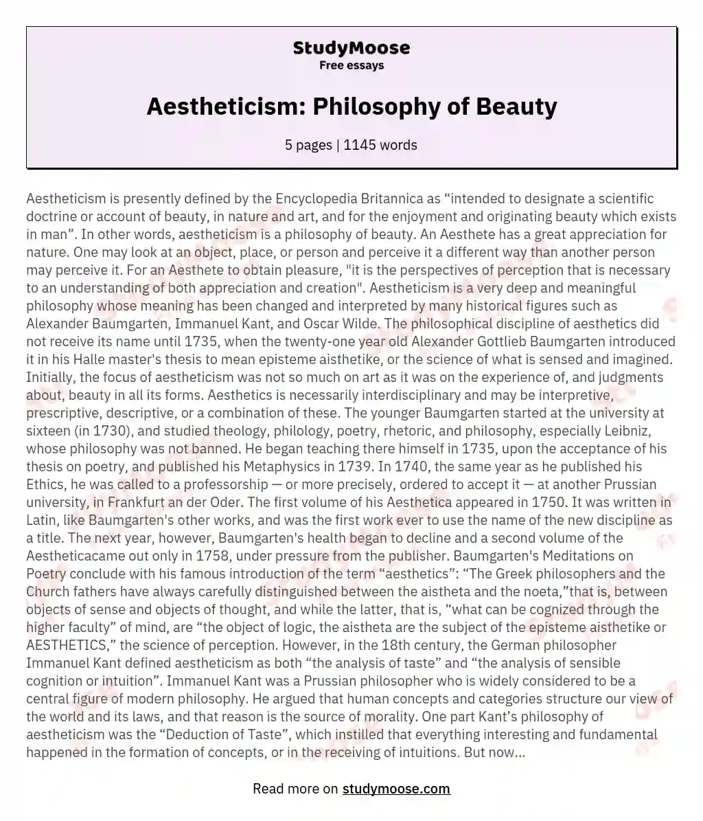 Aestheticism: Philosophy of Beauty
