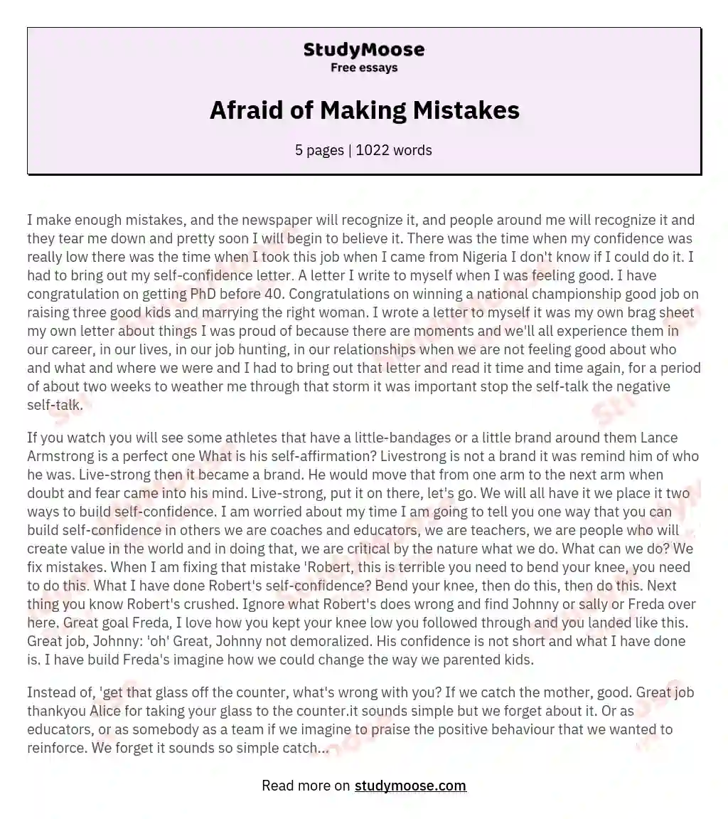 Afraid of Making Mistakes