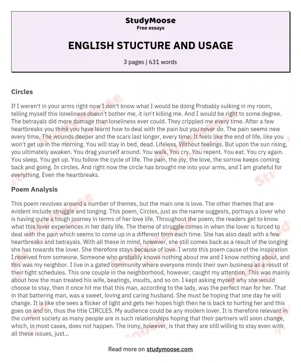 ENGLISH STUCTURE AND USAGE essay