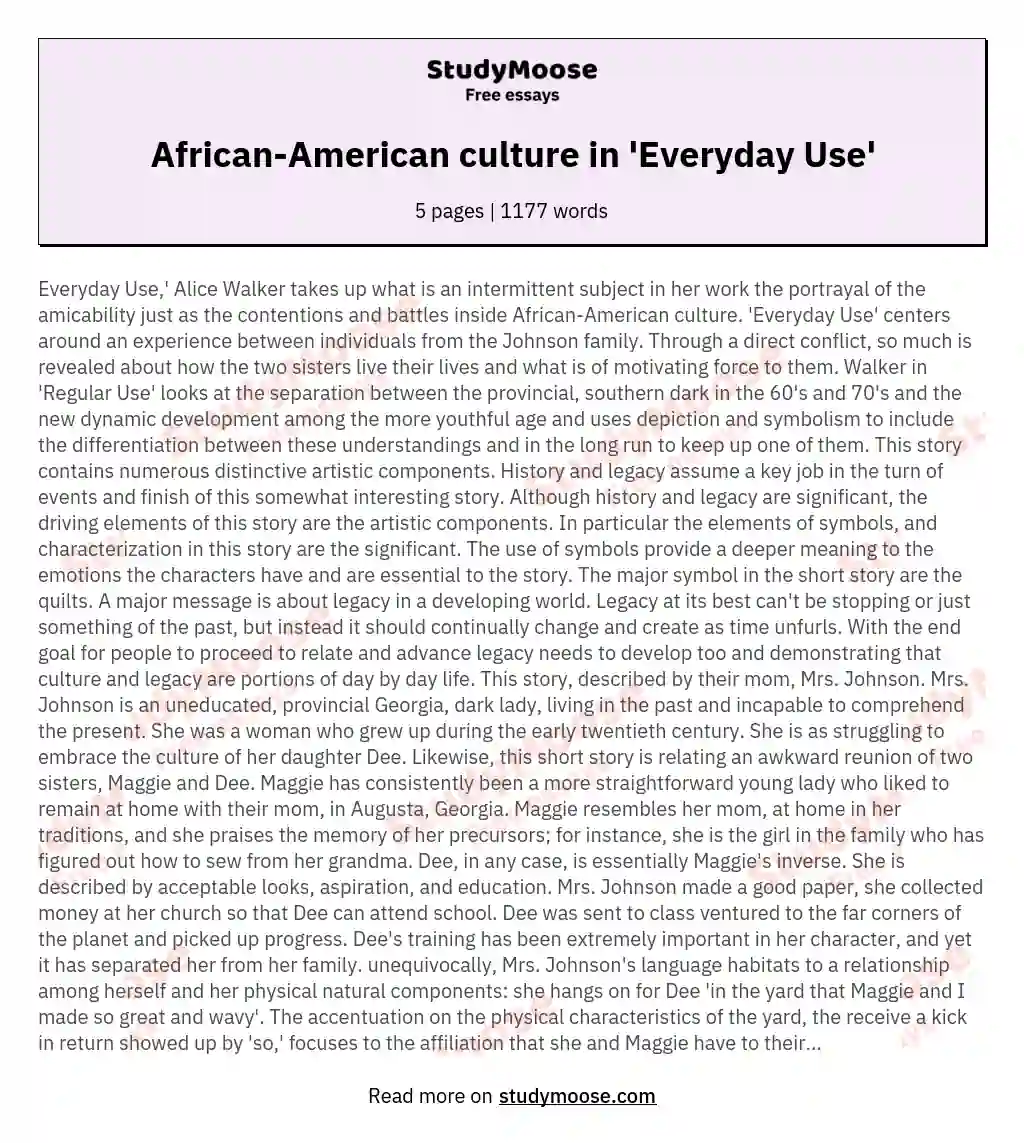 African-American culture in 'Everyday Use'
