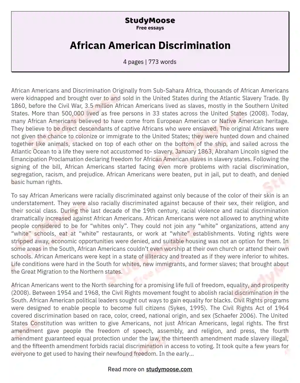 African American Discrimination