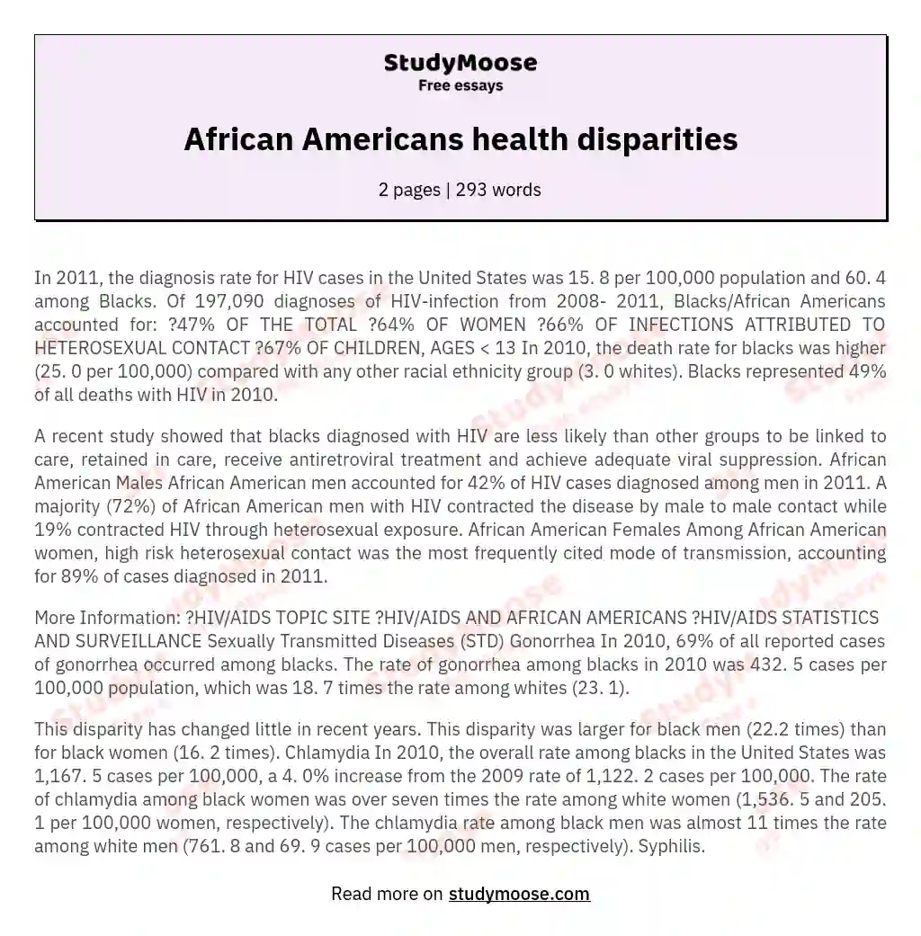 African Americans health disparities