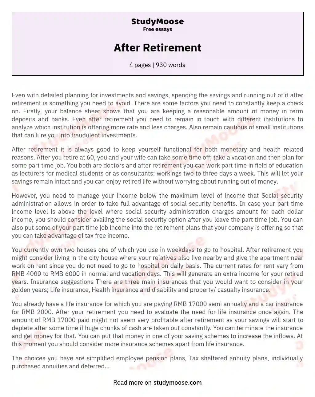 After Retirement