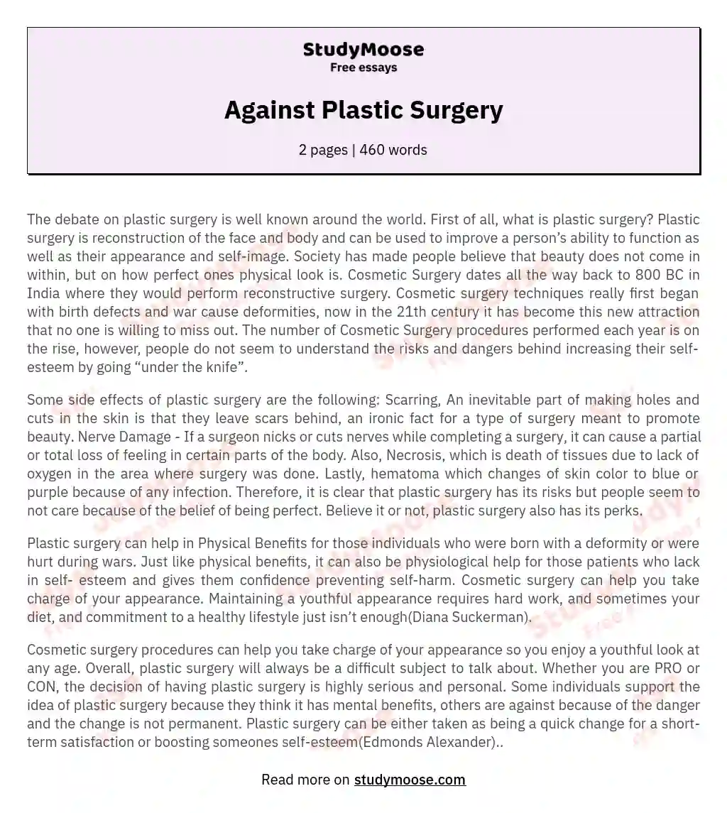 Against Plastic Surgery