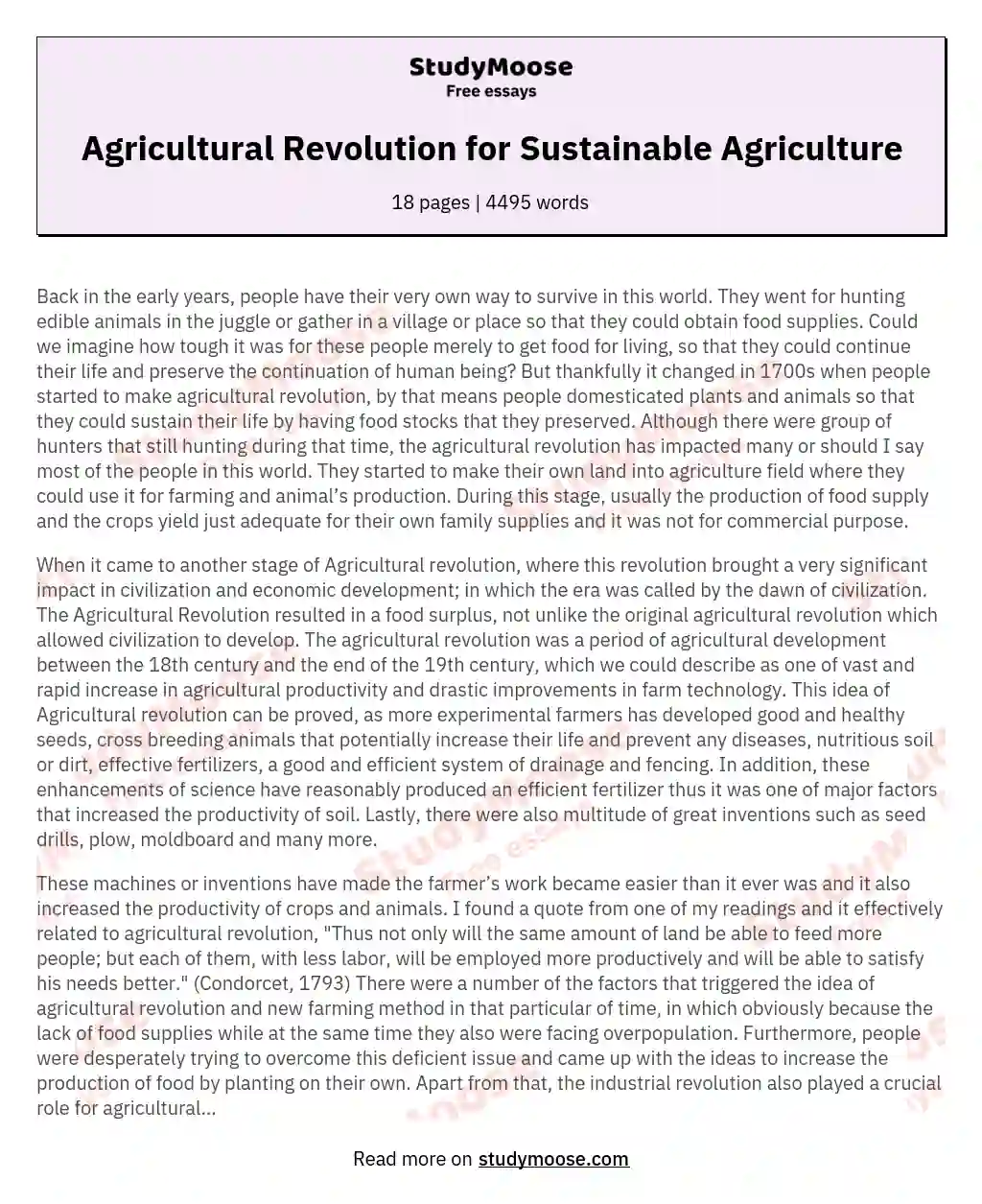 Agricultural Revolution for Sustainable Agriculture