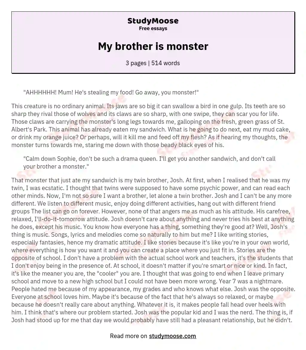My brother is monster essay