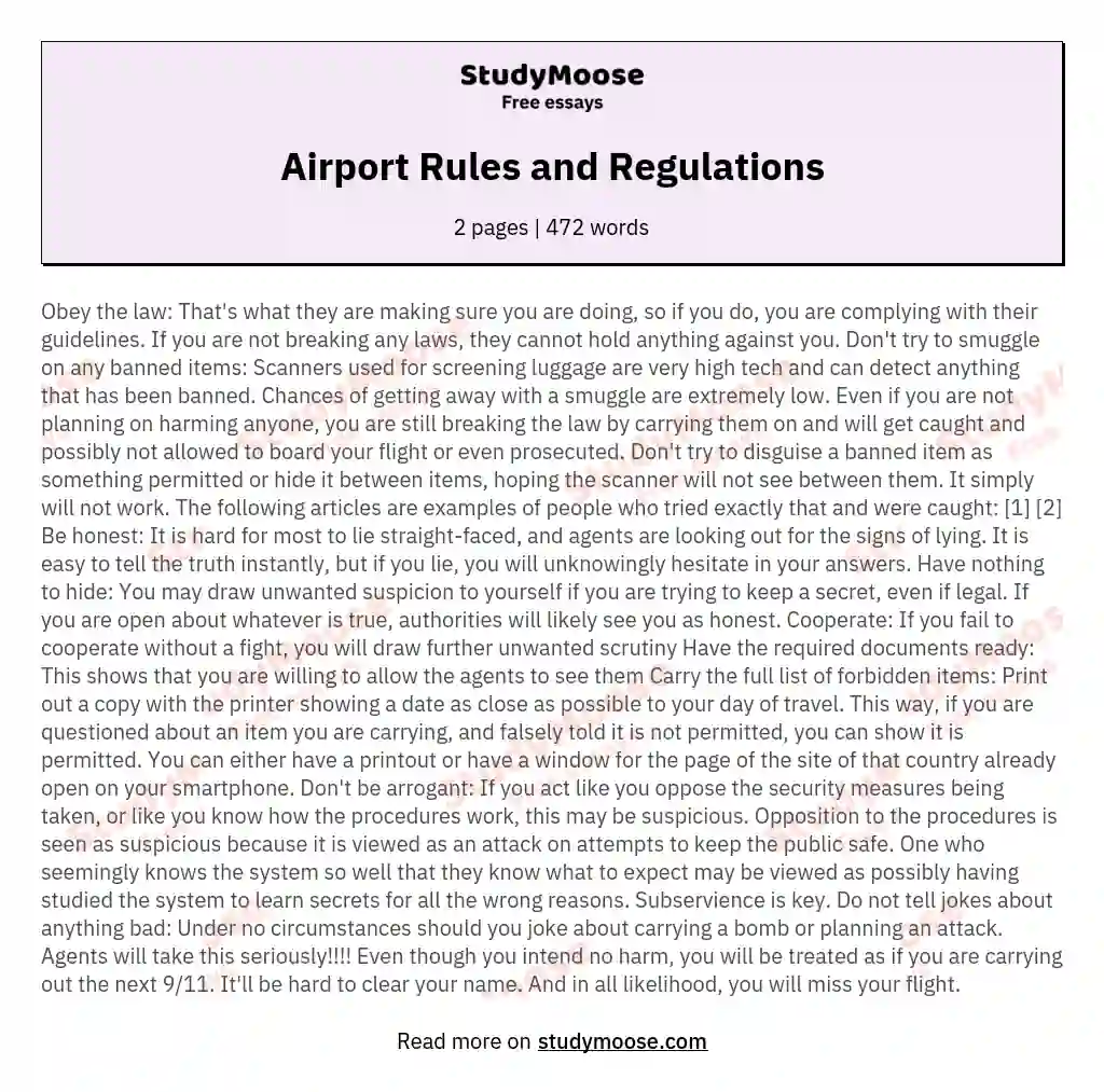 Airport Rules and Regulations
